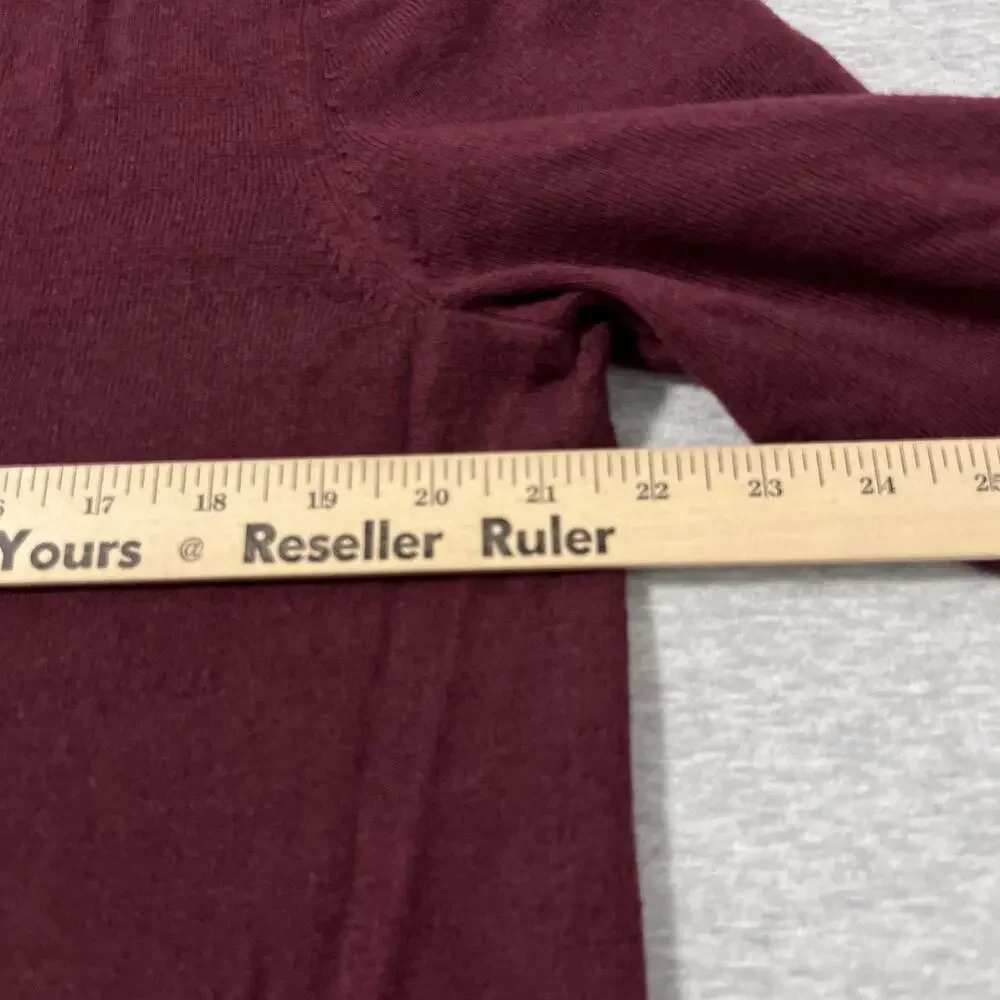 Banana Republic Sweater Mens Large Maroon Merino Wool Quarter‎ Zip Mock Neck